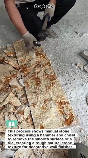 Title (Copy): Manual Stone Texturing Tool #stonecraft #construction #tilework