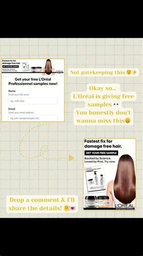 Free goodies alert!👀 L’Oréal is giving away samples #freesamples #freebiedeal