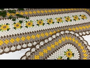 SUNFLOWER RUNNER step by step @pitchulacroche #crocheting #crochet