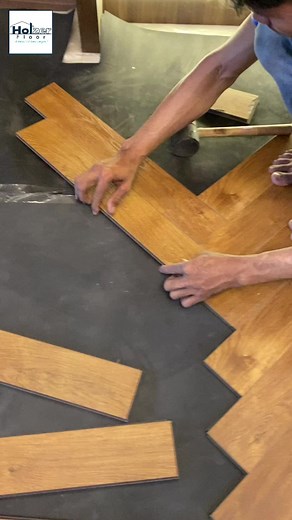 Installing herringbone wood floor! #wooden | Holzer Floor