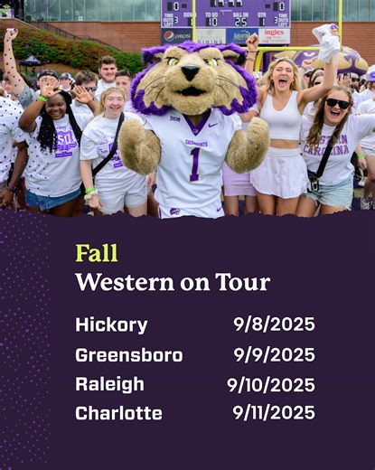 8.5K views · 103 reactions | We’re hitting the road for Western on Tour! Meet us in your city to talk admissions, scholarships, housing, and everything WCU. | Western Carolina University | Facebook