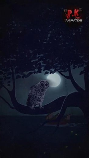Owl Night Animated Background | 2D Loop Scene | Custom Animation by @P.KArtAnimation#shorts