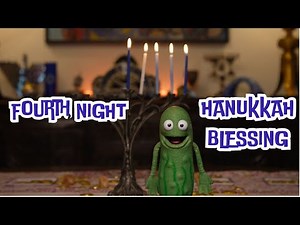 Fourth Night of Hanukkah Prayer Monty 🥒 Jewish Pickle Puppet Sings Hanukkah Blessings