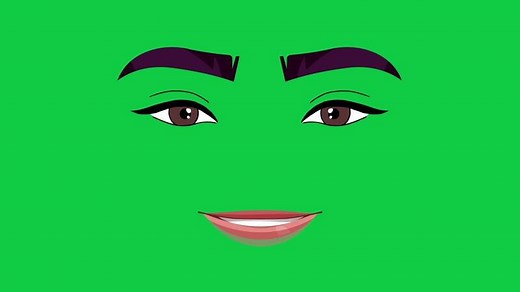 Download Cartoon face talking animation with eyes, eyebrows, lip on green screen background for free