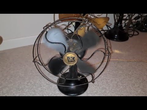 1920s' antique R&M Robbins Myers 8" desk fan all black - Before "restoration"