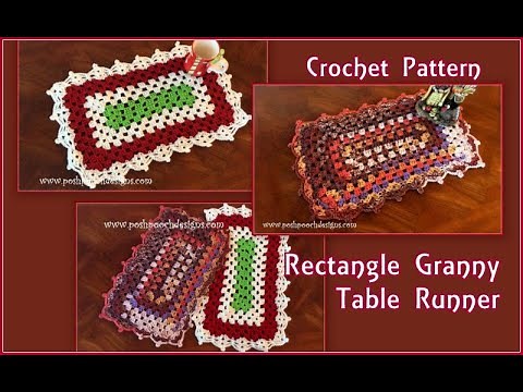 Learn To Crochet The Rectangle Granny Table Runner Crochet Pattern #crochet #tablerunner #crochetvid