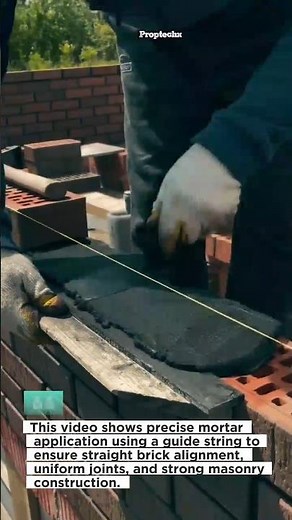 Perfect Brick Mortar Application! #Bricklaying #Masonry #Construction