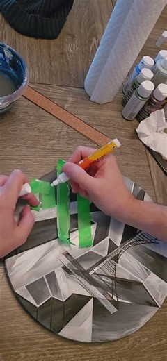 Acrylic Bridges Painting with Tape #learntopaint #art #artinstruction #acrylicpainting #painting