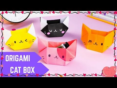 Origami Cat Box🐱| How to make Origami Box | Step by Step Tutorial #diy #origami #papercraft