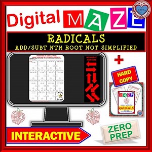 DIGITAL Maze - Radicals - Adding & Subtracting nth Root (NOT Simplified YET)
