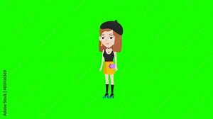 beautiful cute cartoon fashion girl with amazed, amazing reaction 2d animation and background, animated cartoon character lady amazing gesture, women, beauty 4k