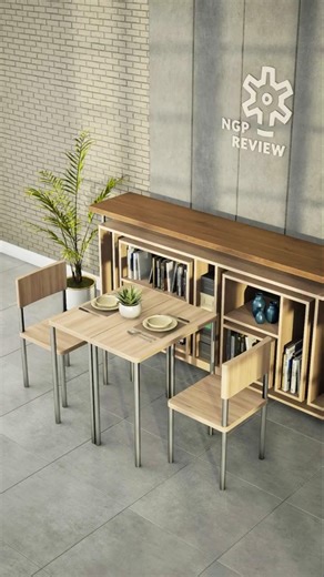 Hidden Dining Table for Two. Transforming Cabinet DIY Design Concept.