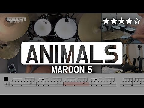 [Lv.15] Animals - Maroon 5 (★★★★☆) Pop Drum Cover (Score, Lessons, Tutorial) | DRUMMATE