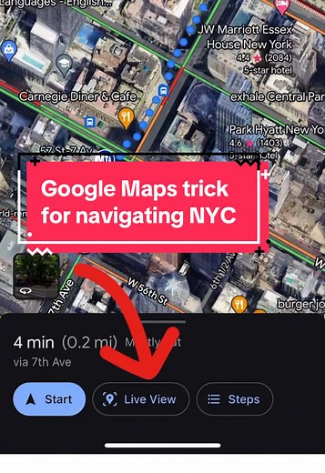 Live View - One of the most useful Google Maps tips for navigating NYC. Not sure which direction to walk when you come out of the subway? Use Live View to know exactly which way to start walking, it’s one of my favorite Google Maps trick when getting around NYC! Just don’t do it right at the top of the stairs 😅 #nyc #nyctravel #nycsubway