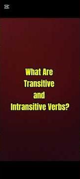 What Are Transitive and Intransitive verbs?