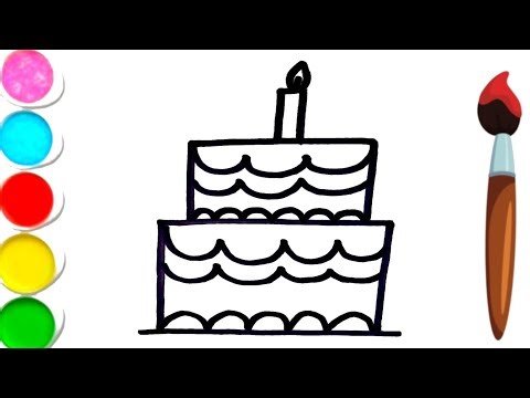 Cute Birthday Cake Drawing for Kids 🎂 | Easy Coloring for Toddlers