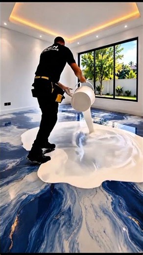 Luxury Bedroom Transformation Timelapse | Stunning Blue Marble Epoxy Floor Interior Build