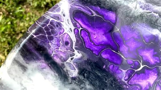 Handmade Marble Epoxy Resin End Table: Black, White and Purple Acrylic Wood Accent Table - Etsy