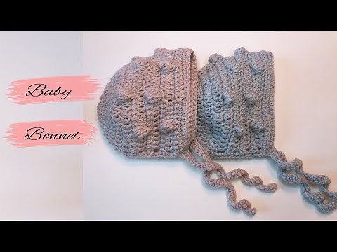 How to Crochet a Baby Bobble Bonnet 0-3months
