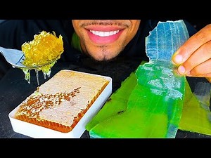 ASMR EATING HONEYCOMB AND ALOE VERA NO TALKING MUKBANG JERRY