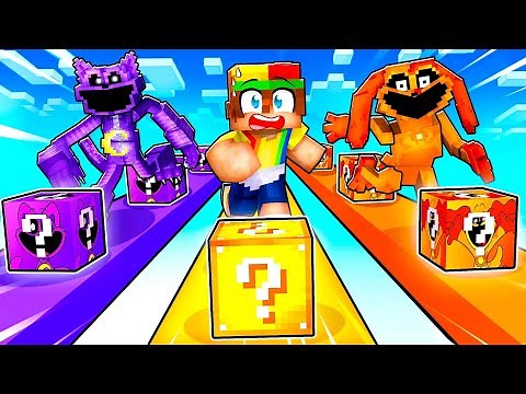 Playing a CATNAP and DOGDAY LUCKY BLOCK RACE in Minecraft!