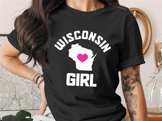 Wisconsin Girl Unisex T-shirts: State Map Outline, Pink Heart, Home State Pride - Etsy