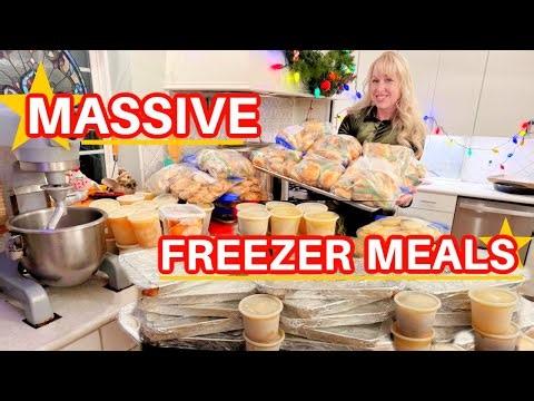 GIGANTIC Cook Once Eat For Two Months! 50 EMERGENCY PANTRY FREEZER MEALS Filling My Freezer for 10!!