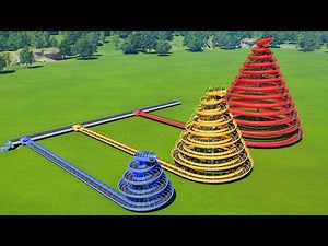 Small vs Large Rising Spiral Launched Water Slide – Planet Coaster 2