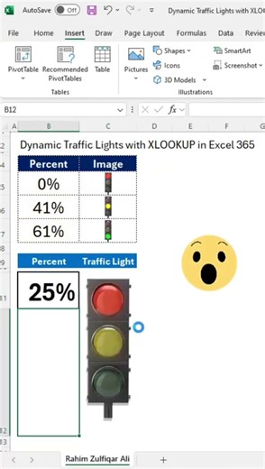🚦 Insane Excel Hack! Create Dynamic Traffic Light Indicators with XLOOKUP | Excel 365 #shorts