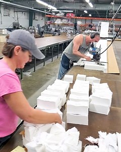 27K views · 1.6K reactions | We wanted to share a clip of our new mask production process. Here, Todd works on cutting the fabric in bulk, then Aidee sews together a mask by hand. Please make sure to join us on Instagram Live this morning, where our founder/CEO Bayard will be answering your questions about our mask production: instagram.com/americangiant If you miss it live, it will be shared to our social channels after the fact also | American Giant | Facebook
