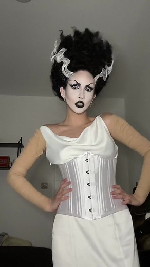 bride of frankenstein glam 🖤 #brideoffrankenstein #halloweencostume