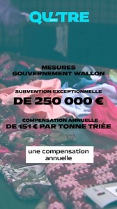Le secteur du recyclage textile est en crise. Terre asbl, qui compte deux centres de recyclage en Wallonie dont un à Herstal, ne parvient plus à trier ni même à stocker tout ce qu’elle récolte. La Wallonie a décidé de venir en aide au secteur avec différentes subventions. Mais pour Terre, les aides financières promises doivent arriver rapidement tant son équilibre budgétaire est mis en péril | Qu4tre - Liège Média