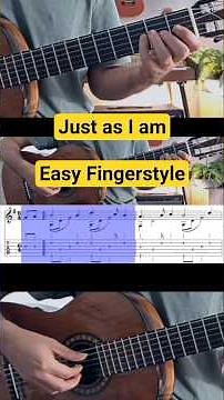 How to play JUST AS I AM - Fingerstyle Guitar Beginner -TUTORIAL+TABS #fingerstyle #guitar #shorts