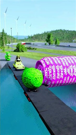 Funny Cars Crossing Bollard Pothole vs Car #674 - BeamNG.Drive