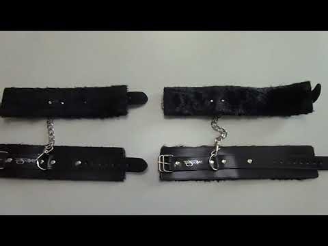 Fessselset Hand- und Fußfesseln aus Leder gefüttert von www.trendseller24.com