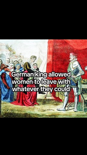 The Castle Wives Who Carried Their Husbands to Safety #history #interesting #germany During the civil war inside the Holy Roman Empire in the 12th century, King Conrad III fought against the rival Welf dynasty for control of the German kingdoms. In 1140, Conrad laid siege to the town and castle of Weinsberg Castle, which supported his enemies. The siege lasted until the defenders could no longer resist. After the surrender, Conrad agreed to spare the women inside the castle and allowed them to l