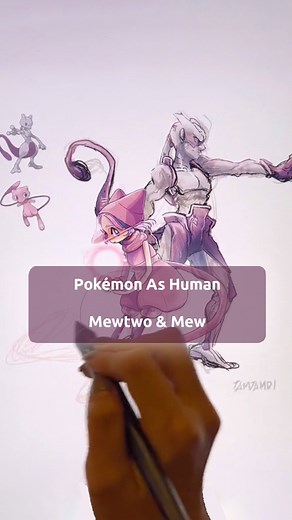 tamtamdi on Instagram: "Mewtwo & Mew As Human #pokemon #art #pokémon #gijinka #tamtamdi #humanization #pokemonart #characterdesign"