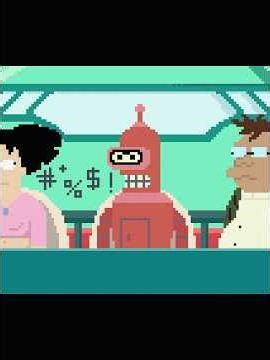 The Planet Express crew turned into video game characters and gathered in the lab#futurama