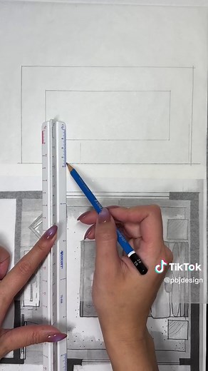 how to draw an elevation by hand! if your plan is 1/4” scale you can just photocopy it at 200% so that it’ll be 1/2” scale. then just project all the verticals for one wall #interiordesign #interiordesignstudent #elevation #drafting #howtodraw #elevationdrawing #elevationsketch