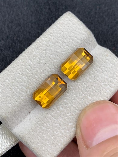 Golden Citrine Pair: 7.65 Ct Pixel Cut Jewelry Stones - Etsy