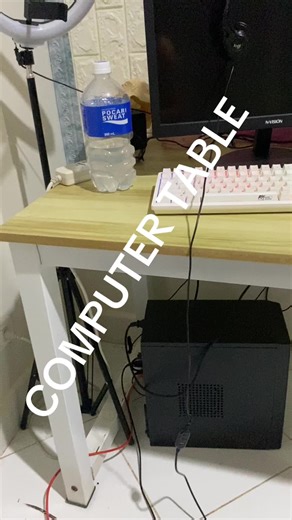 Stylish Computer Table with Wooden Top and White Frame