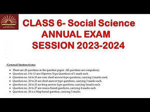 CLASS-6 Social Science | Annual Exam 2024 Sample Question Paper with Solution| KV CBSE / Term-2
