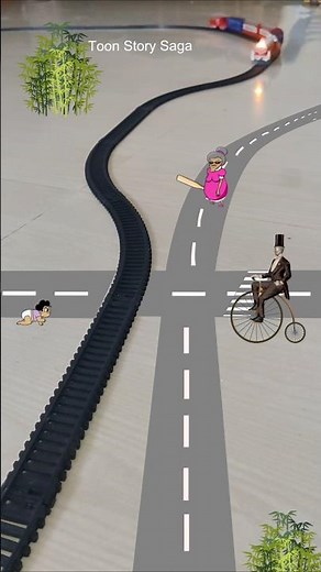 Funny Granny | Train Video | Railway Grandma and Baby | Train Crash | Train Video | Train Cartoon