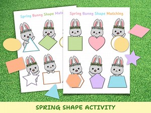 Spring Shape Matching Activity Preschool, Bunny Shapes Recognition Worksheet, Printable Homeschool Pre-k - Etsy Canada