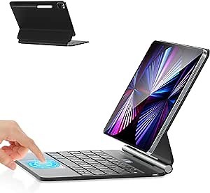 BOBOLEE Magic Keyboard Case for iPad Air 11 inch M2 2024, Pro 11 4th/3rd/2nd/1st Gen., Magnetic Floating Wireless Backlit Keyboard for iPad Air 5th/Air 4th Gen. 10.9 inch, Multi-Touch Trackpad, Black