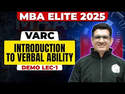 Introduction To Verbal Ability | VARC | Demo Lec 01 | CAT 2025 Preparation