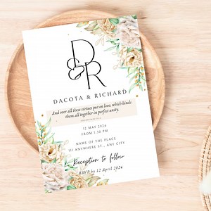 Floral Christian Wedding Invitation Template: Editable Bible Verse (digital Download) - Etsy