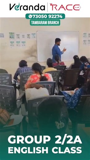 VERANDA RACE TNPSC EXAM COACHING on Instagram: "TNPSC GROUP 2& 2A ENGLISH CLASS  TAMBARAM BRANCH  Join Veranda race Enquire Now (8am to 8pm) Online - 7305061798 Offline - 7305092274 Hostel Batch - 8925529270"
