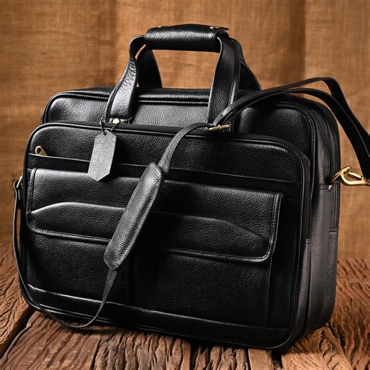 Handmade Full Grain Leather Executive Briefcase - Black Professional Laptop Satchel Business Bag - Etsy