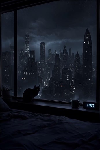 Dark Rain Night 🌧️ Gotham City Apartment Ambience